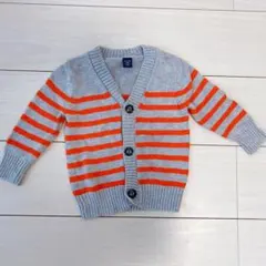 baby gap グレーオレンジストライプカーディガン 80cm