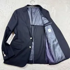 美品 LANVIN テーラードジャケット 紺ブレ 銀ボタン シルク混　48のサムネイル