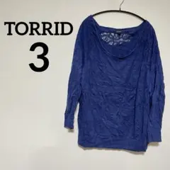１点もの✨️TORRID 【3】ネイビー 長袖セーター ニット レースディテール
