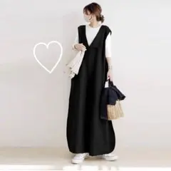 オールインワン　サロペット　オーバーオール　体型カバー　ロング