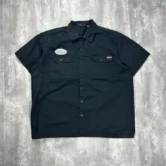 ディッキーズ ロゴタグ 刺繍ロゴ 半袖ワークシャツ ブラック 2XL 6588