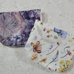 リバティfuwara6重ガーゼハンカチ2枚◇マリーナシーフラワー&フローラルイプ
