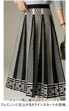 TRUBEブラックプリーツフェミニンニット　ロングスカート美品