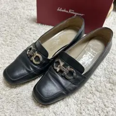 サルヴァトーレ フェラガモ■ビットローファー　黒　ガンチーニ スクエアトゥ 本革