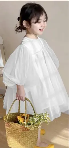 週末限定値下げ！新品未使用！ホワイト フリル バルーンスリーブ ドレス