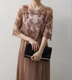 Dorry Doll オリジナル模様柄刺繍レース プリーツ加工ドレス