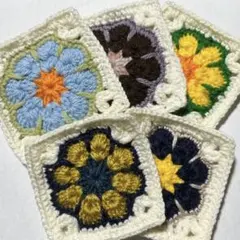 花柄かぎ針編みコースター5枚セット