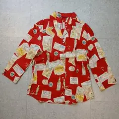 マドモアゼルノンノ リネン 柄シャツ 開襟 レッド レター柄のサムネイル