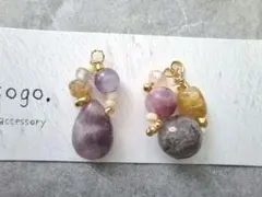 天然石ピアス☆ラブラドライト　ルチルクォーツ他　ハンドメイド