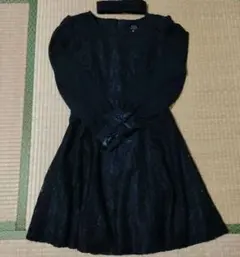 黒レースワンピース 9号 共布チョーカー付 結婚式 同窓会 パーティー