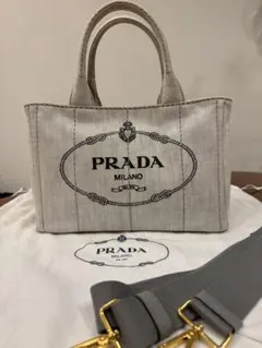 プラダ PRADA カナパ Sライトグレー ショルダー付き ビアンコ デニムのサムネイル