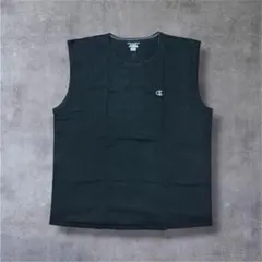 Champion ワンポイントロゴ ブラック タンクトップ ノースリーブ XXL