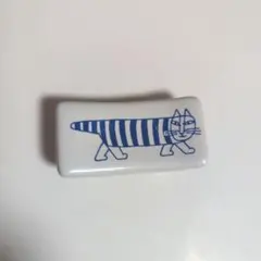 ストライプ猫の箸置き 陶器製