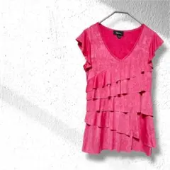 iz BYER フリルノースリーブTシャツ XS ピンク 海外古着