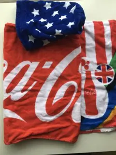 コカコーラ★オリンピック　アメリカ柄フード付きタオル　バスタオル　海プール　温泉のサムネイル