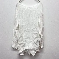 ✨良品✨ ダブルクローゼット F ノーカラーブラウス シワ加工 レーヨン 白