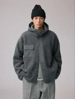 GU x ENGINEERED GARMENTS ボアフリースパーカー グレー