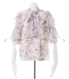 INGNI イング　袖フリル花柄シアー5分袖ブラウス