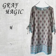 【GRAY MAGIC】 総柄 七分袖 チュニック ワンピース Mのサムネイル