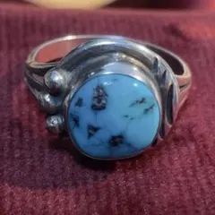 【34】ヴィンテージターコイズリング　シルバーリング　ナバホ　14号
