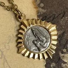 70s ルルドの聖母 メダイ ネックレス 金 銀 イタリア ヴィンテージ マリア