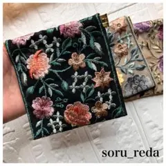 ハンドメイド♡バネロ　バネロポーチ　ミニポーチ　コスメ入れ　インド刺繍リボン