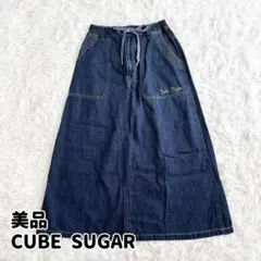 【美品】Cube sugar ロングデニムスカート Mのサムネイル