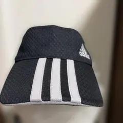 （3/23まで）adidas アディダス サンバイザー 黒 ストライプ