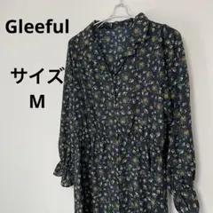 Gleeful サイズM 小花柄　ワンピース　ゆったり　ネイビー　春