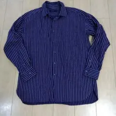 RAGEBLUE ネイビー ストライプ 長袖シャツ L