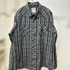 Levi's 黒/灰色 チェック柄 ウエスタンシャツ XL