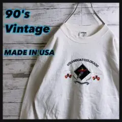 【アメリカ製】90'sヴィンテージ SANSEGAL 刺繍スウェット スキー