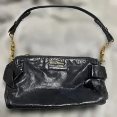 ミュウミュウ サイドリボン アクセサリー ポーチ ミニバッグ