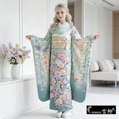 【期間限定価格】息を呑む美しさ本加賀調手描き友禅×透明感♡振袖フルセット　成人式のサムネイル