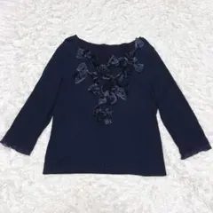 美品】LANVIN COLLECTIONネイビー 花刺繍 シャツ - メルカリ