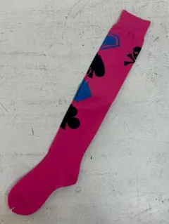 新品 SUPERLOVERS ニーハイソックス 靴下 スカル ピンク ③