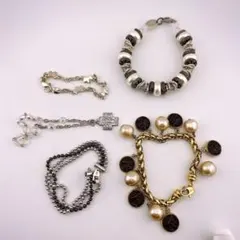 愛*★様 シルバーとビーズのブレスレット5本セット