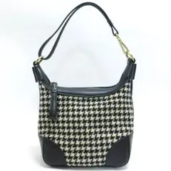 美品 COACH ハンドバッグ 肩掛け可能 千鳥柄 ウール＆レザー 6956