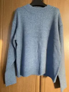 ウール混　ゆったりニット　ブルーグレーミックス
