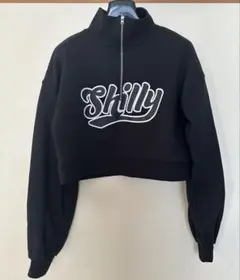 【WEGO】ウィゴー　ハーフジップ　ショート丈　トレーナー　スエット　ブラック