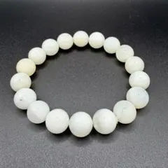 【高品質】ホワイトオパール ブレスレット 約11.4mm 内径約17cm 天然石