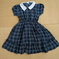 Algy ネイビー チェック柄 半袖ワンピース XS