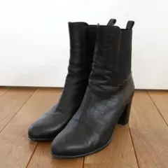 ユナイテッドアローズ サイドゴアブーツ 黒 ヒールあり レザー ブラック