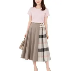 ブルーレーベルクレストブリッジ チェック切替ロングスカート 34