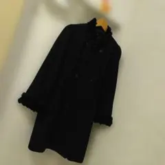 レリアン　黒　ロングコート wool100%　ゆったり　9～11号