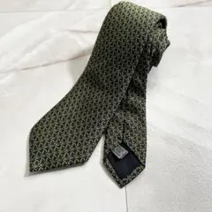 A18597 美品 Dior オブリーク ジャガードネクタイ 黒緑 剣幅約7cm