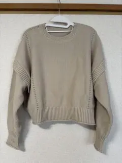 LOWRYSFARM ステッチプルオーバーベージュ クルーネック