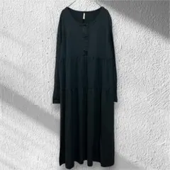 犬印本舗 fairy マタニティワンピース ティアード 授乳服 ブラック M〜L