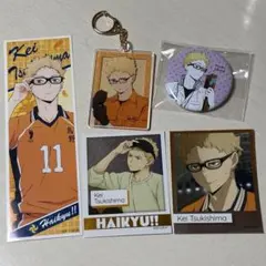 ハイキュー 月島蛍 アクリルキーホルダー 缶バッジ ステッカーセット