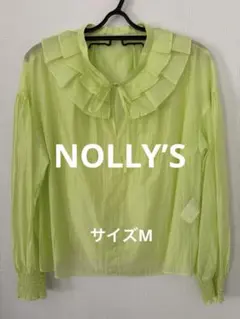 NOLLEY'S ノーリーズ ラッフル衿シアーブラウス ミントグリーン Mのサムネイル